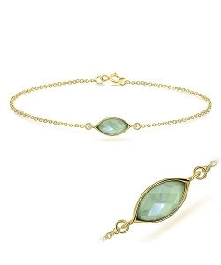 Gold Plated Prehnite Silver Bracelet BRS-388-GP